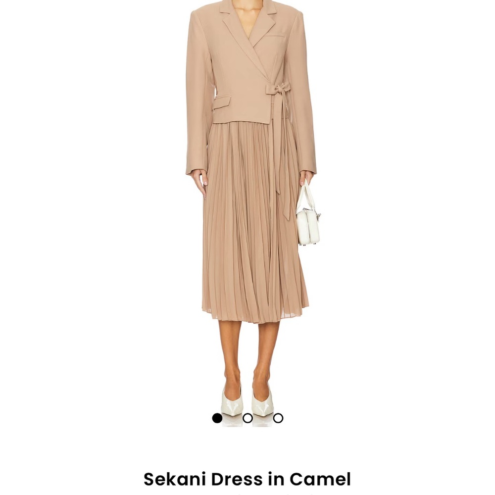 Astr Tan Pleated Dress